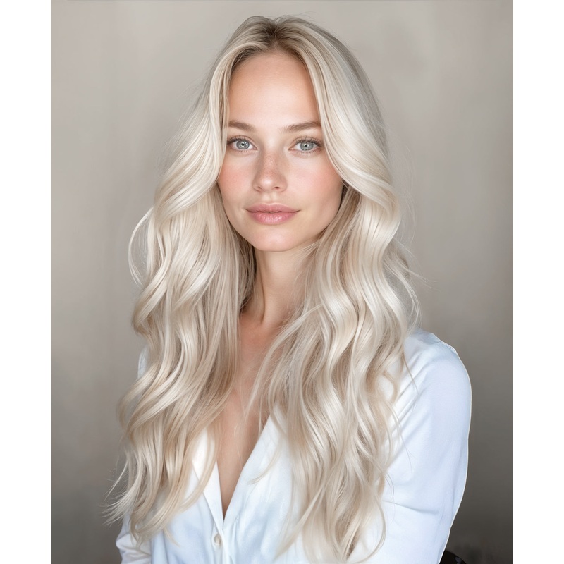 invisible clip-in hair extensions icy blonde. 14″ Classic