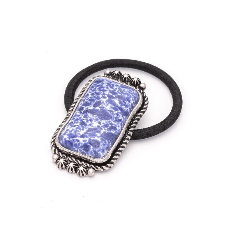 Western Accent Stone Hair Tie Blue O/S