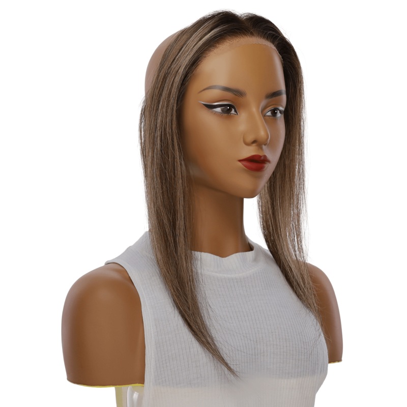 12″ Hairline Topper #Medium Brown w/ Highlights 3 cm