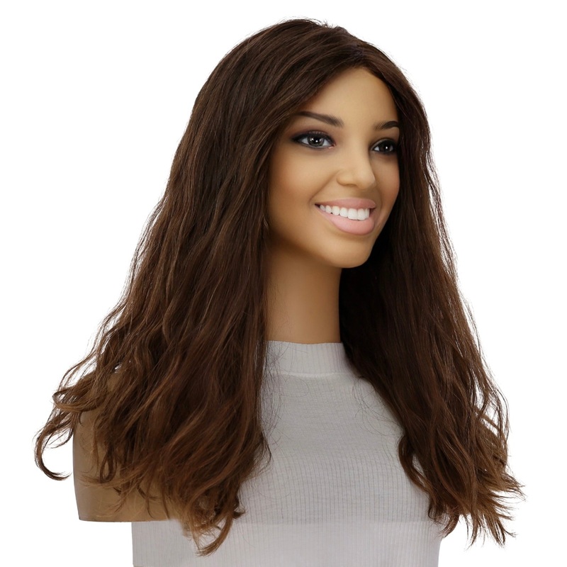 20″ Divine Luxe Lace Top Wig #8 Warm Medium Brown Wavy Zig Zag Lace Front