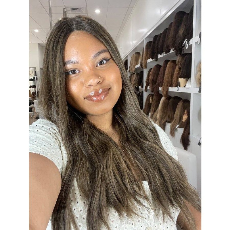 24″ Divine Lace Top Wig Dark Brown w/ Highlights