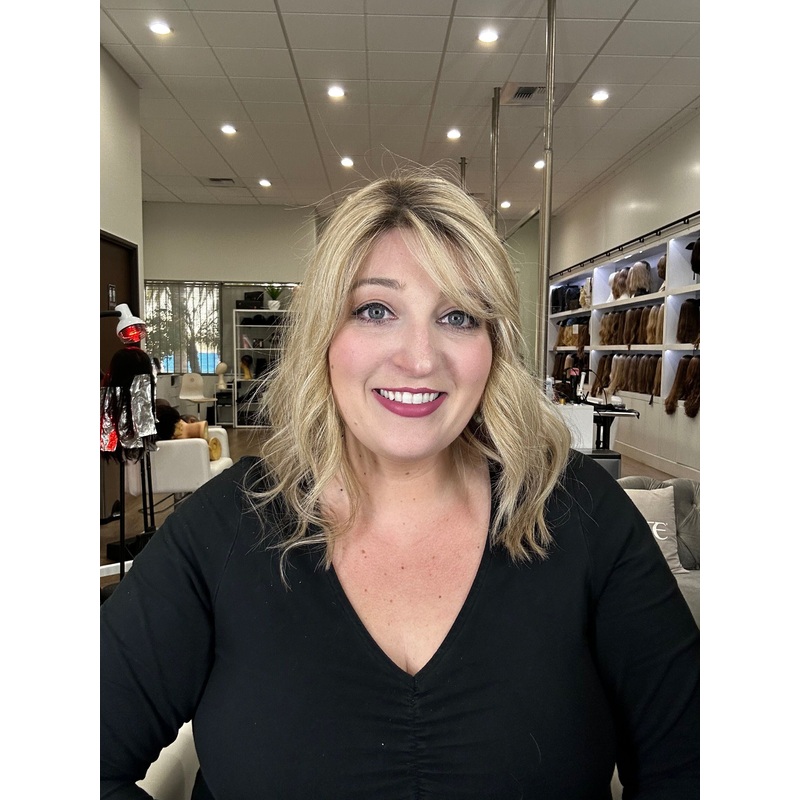 9″ Fringe Topper Ash Blonde w/ Rooting Color Service