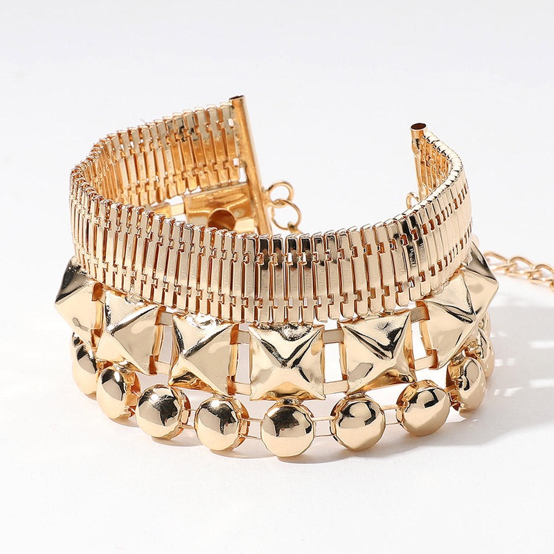 Abstract Metal Wide Bracelet Gold