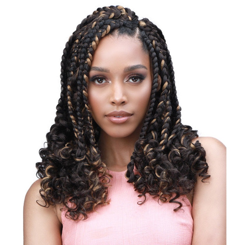 Bobbi Boss Synthetic Pre-Feathered Braid – 3X KT KINKY 3A CURLY TIP 12″ 1