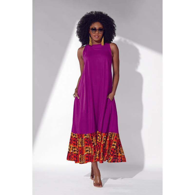 Border-Print Maxi Dress by Studio EY VIOLET 1X