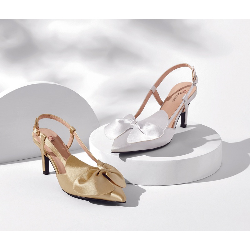 Dimensional Bow Slingback Heels by EY Boutique GLD 11M