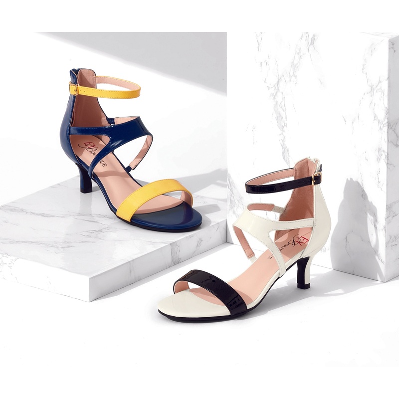 Let’s Get Strappy Sandal by EY Boutique BLACK/WHITE 7M