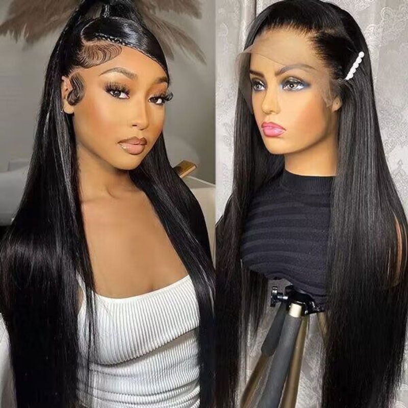 QVR Pre-plucked 13×4 HD Lace Wig Human Hair Wigs Straight Undetectable Lace Front Wig 14”