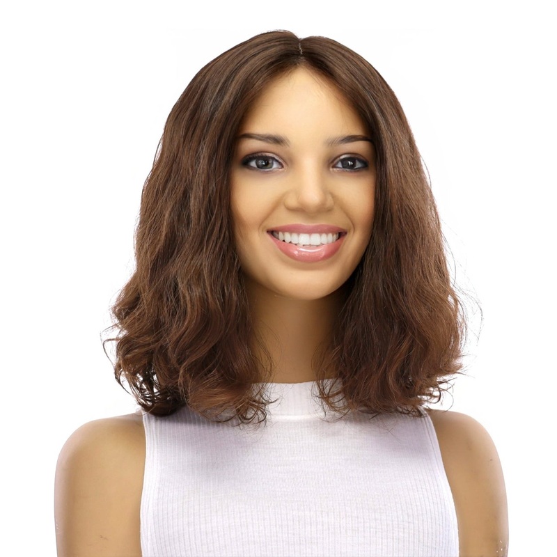 13″ Luxe Bob Silk Top Wig #6 Neutral Medium Brown Wavy Zig Zag Lace Front