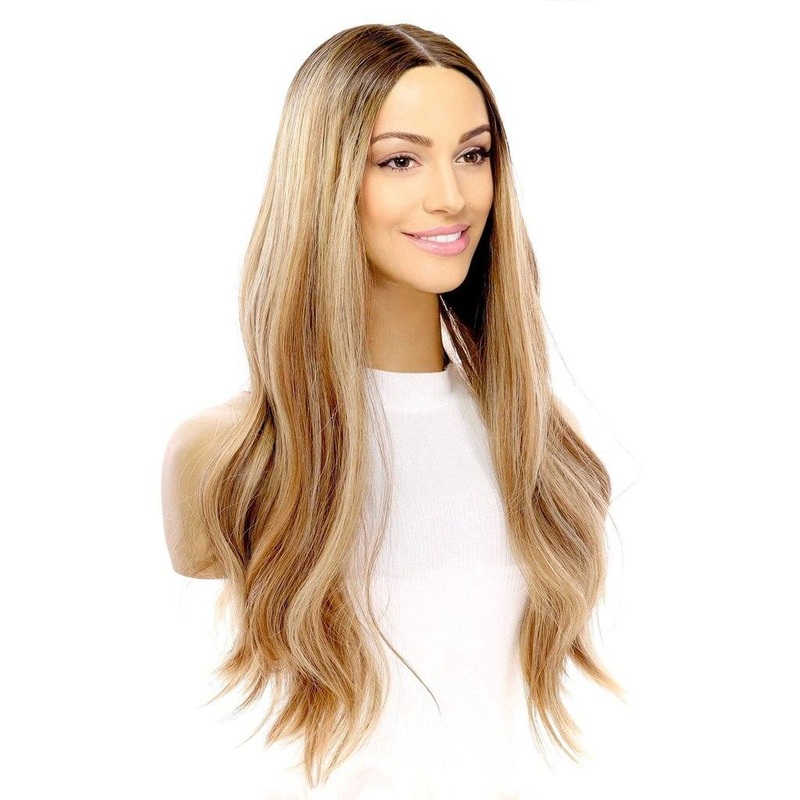 24″ Divine Lace Top Wig Medium Blonde w/ Highlights Zig Zag Lace Front