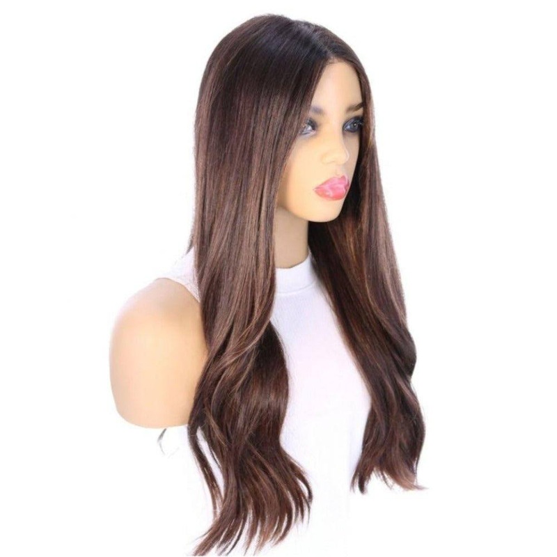 24″ Divine Luxe Lace Top Wig #Dark Brown w/ Balayage