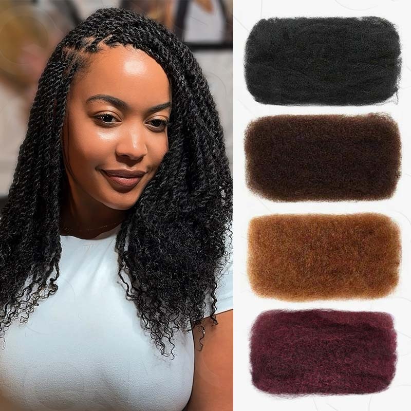 HUGE DEAL|Afro kinky Bulk Mini Braids Human Hair Extensions Natural Black #1B 3 Packs (Full Head) 10”