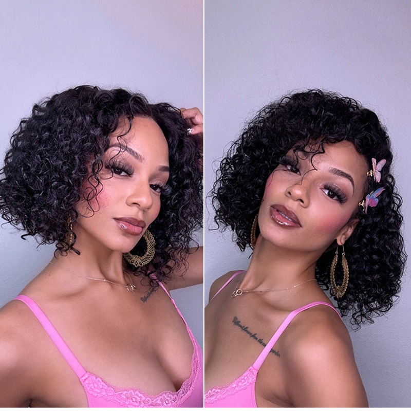 Special Deal | Natural Black Deep Curly Glueless 5×5 Closure Pre-Cut Lace Wig Breathable Cap 10