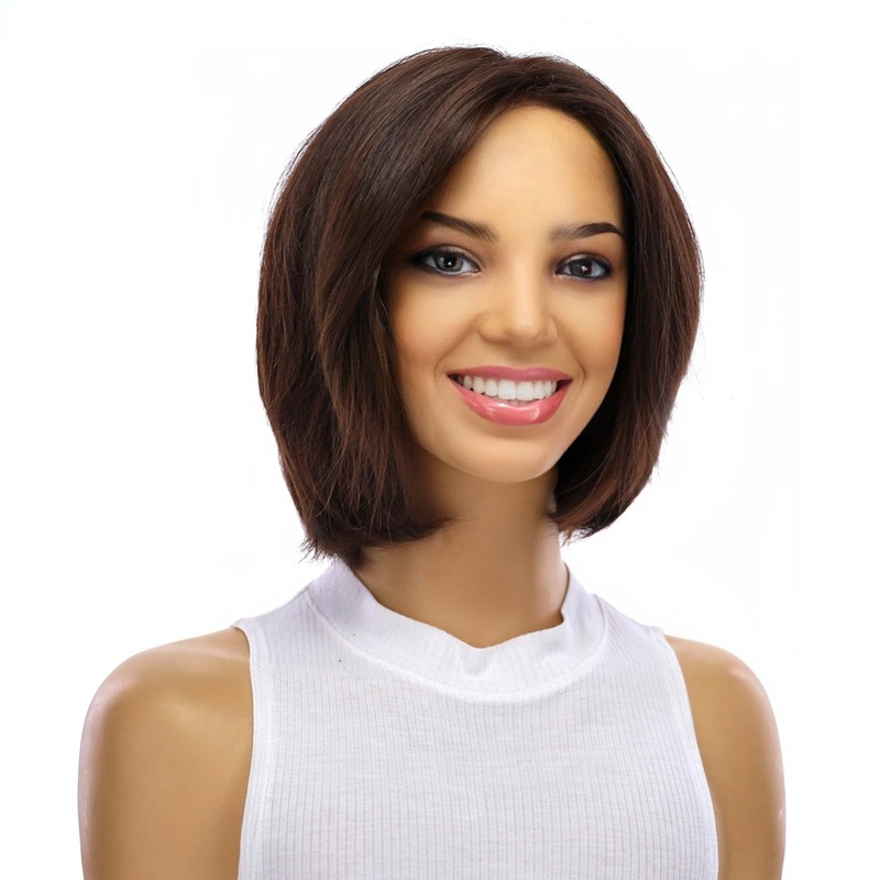 12″ Luxe Pixie Silk Top Wig #4 Dark Brown Zig Zag Lace Front