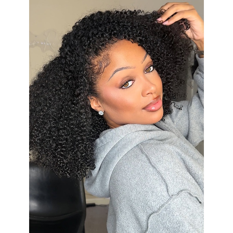 CurlyMe 3 In 1 Half Wig Water Wave Glueless Install Half Wig With Adjustable String Beginner Friendly For Tiktok Water Wave 180% 10