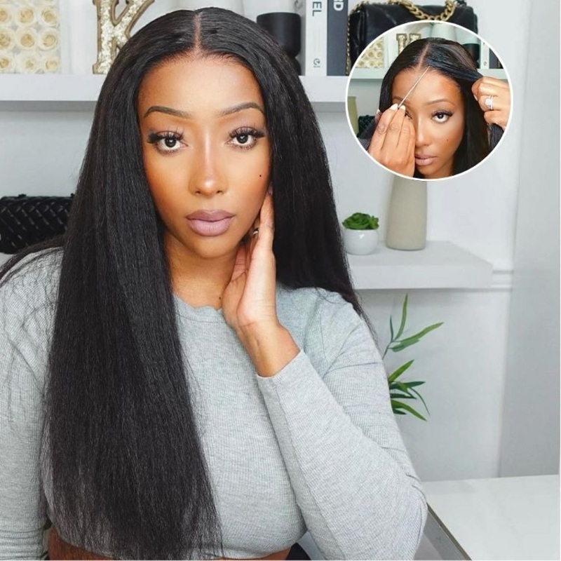 Luvme Hair Yaki Straight 5×5 Closure HD Lace Glueless Long Wig Pre-Cut Lace | Large & Small Cap Size S (21.5 inches) 14