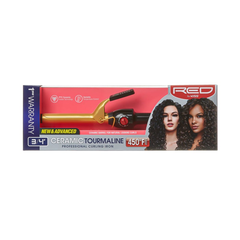 RED by Kiss Ceramic Tourmaline Professional Curling Iron 3/4″ 3/4″