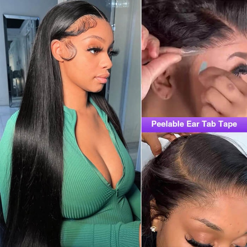 220% Density 13×4 HD Lace Ear-to-Ear Frontal Straight Wig Invisible Knots Realistic Hairline Large & Small Cap Size 12 M (22.5 inches) Yes