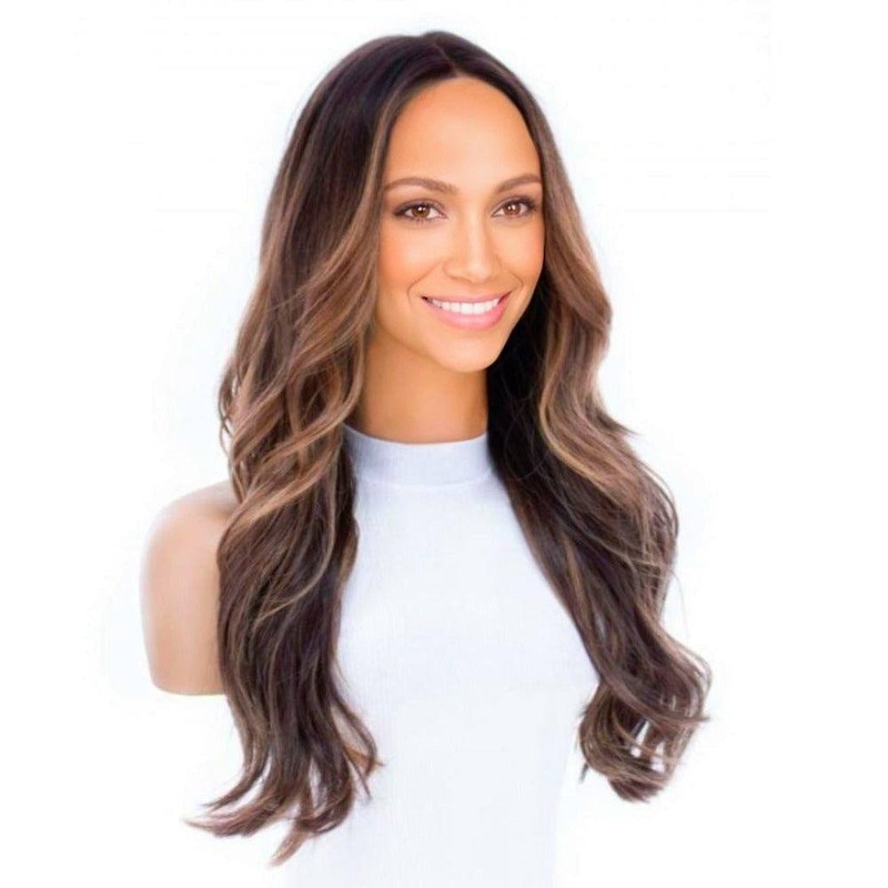 24″ Divine Luxe Lace Top Wig #Dark Brown w/ Caramel Balayage & Rooting