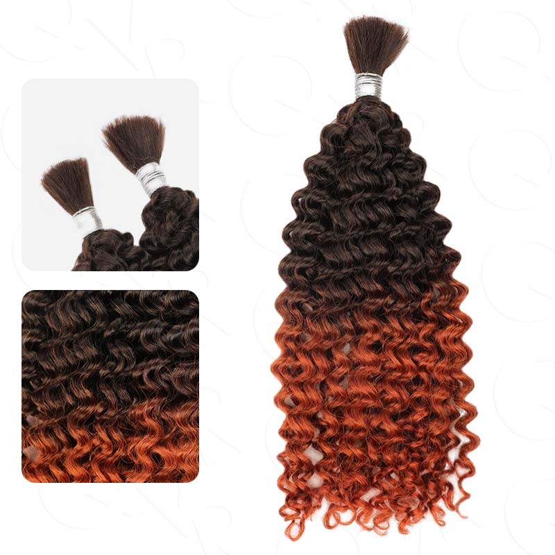 QVR Ombre #T1B/130 Water Wave Bulk Hair Extensions for Boho Knotless Braiding 20” 1 Pack