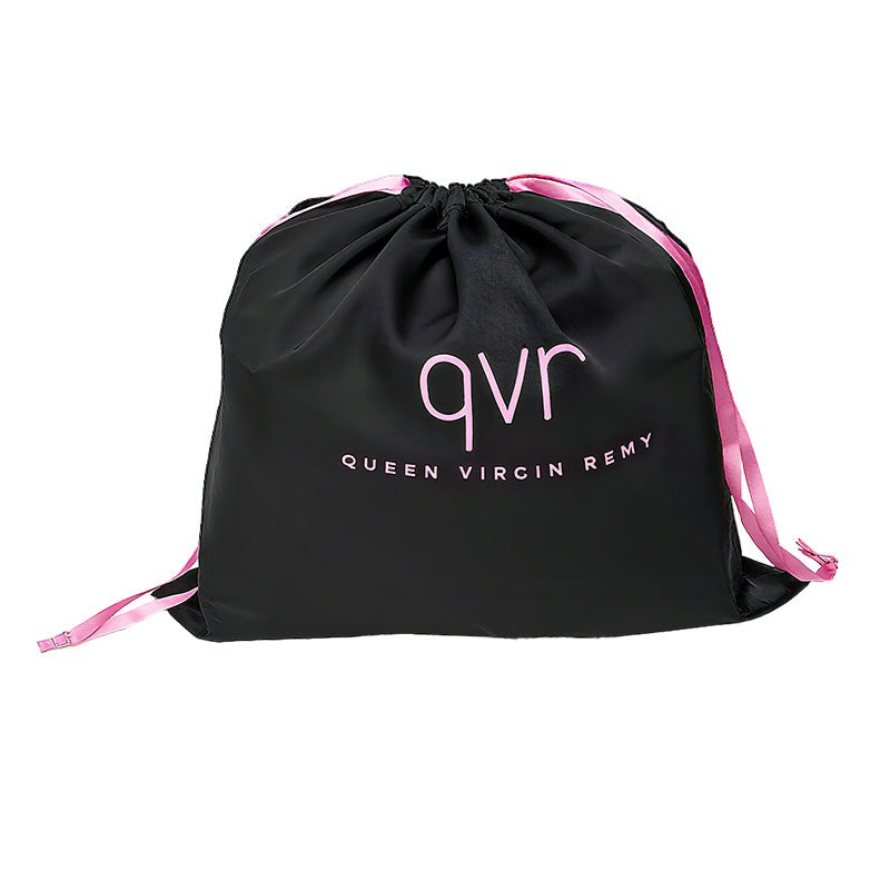 QVR Storage Silk Hair Bag with Drawstring Black