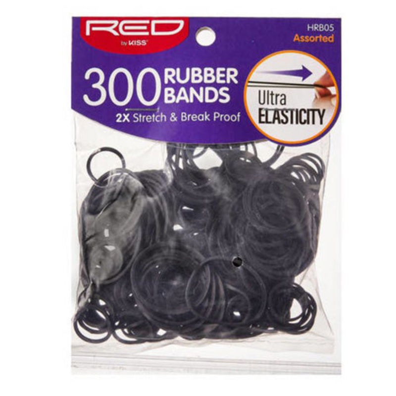 RED by Kiss Assorted Ultra Elastic Rubber Bands 300pcs (HRB05) HRB05