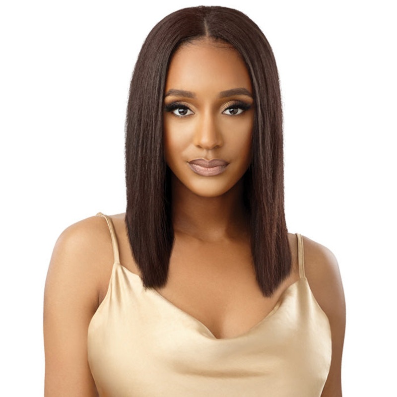 Outre 100% Unprocessed Human Hair U Part Leave Out Wig – DOMINICAN STRAIGHT 14 NBLK