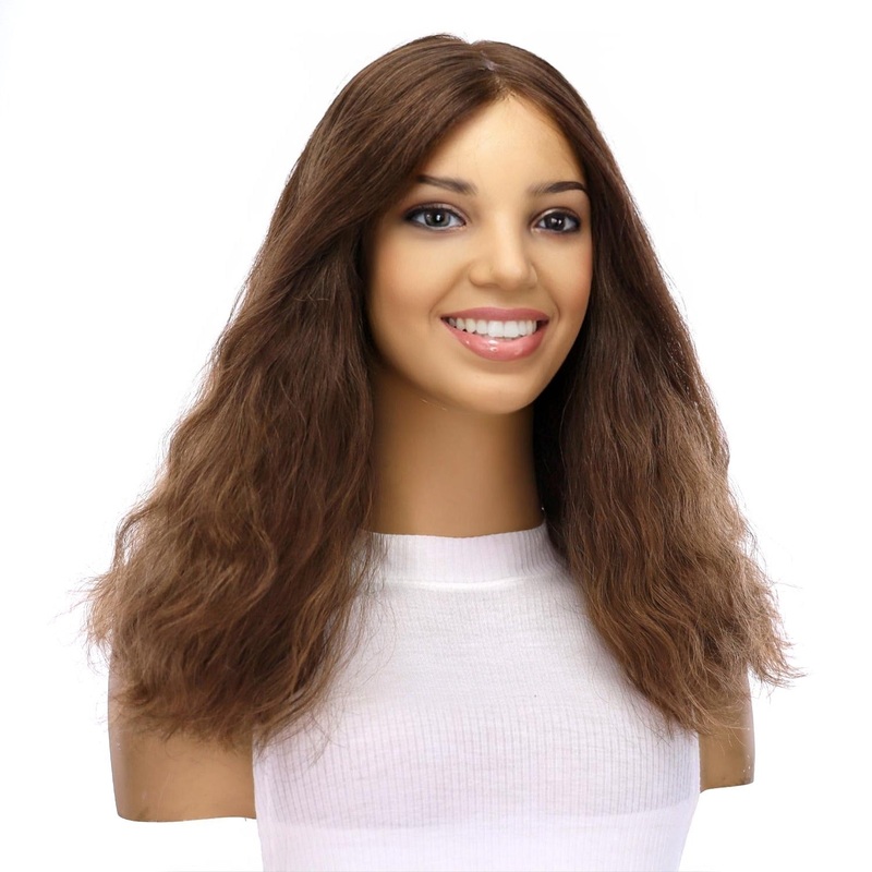18″ Princess Silk Top Wig Medium Brown Babylight Wavy Zig Zag Lace Front