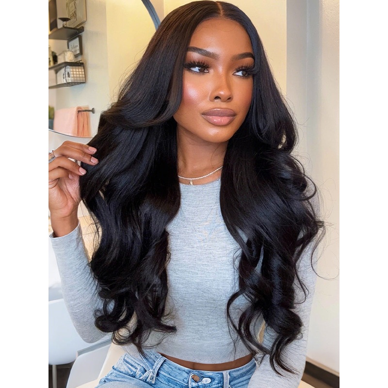 CurlyMe Pre-bleached Body Wave Hair Wear Go Glueless Wig 7×5 Pre-cut HD Lace Pre-plucked 7×5 HD Lace 180% 8(bob)