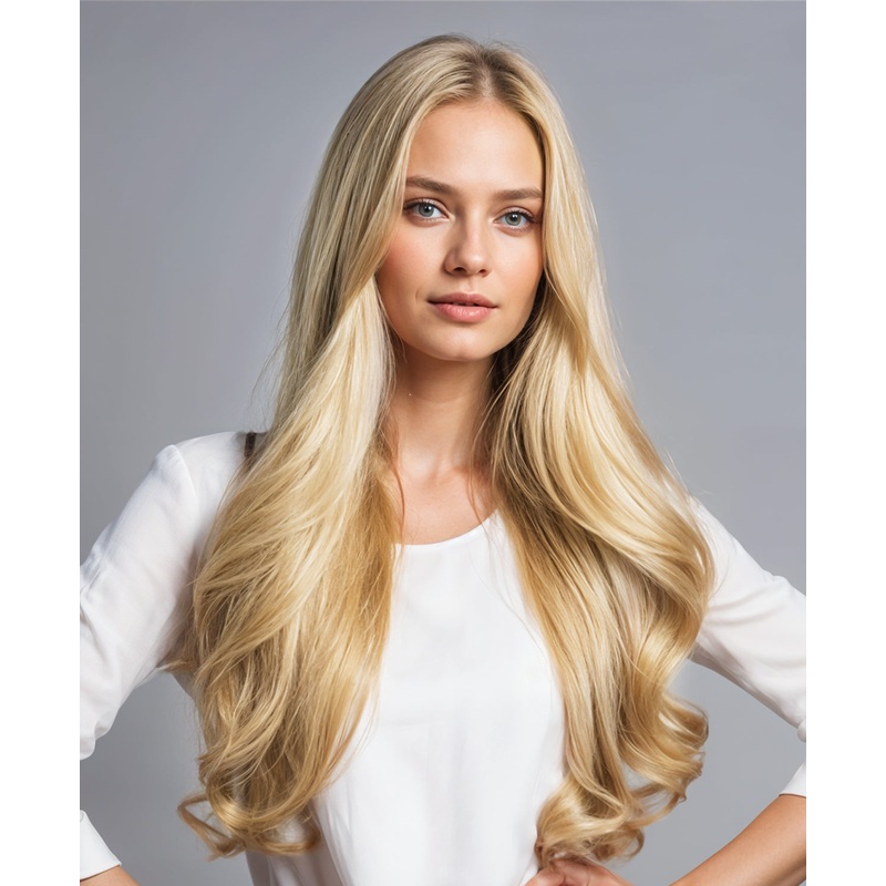 invisible clip-in hair extensions dirty blonde. 14″ Classic