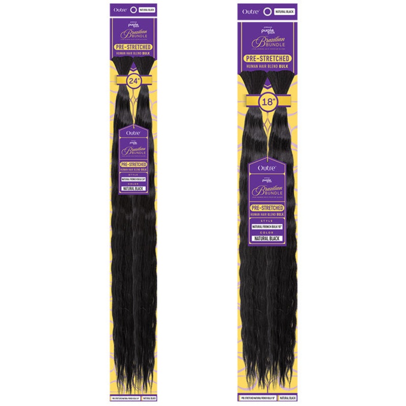 Outre Purple Pack Brazilian Bundle 100% Human Hair Blend Braid – PRESTRETCHED NATURAL FRENCH BULK 18/24 18 27