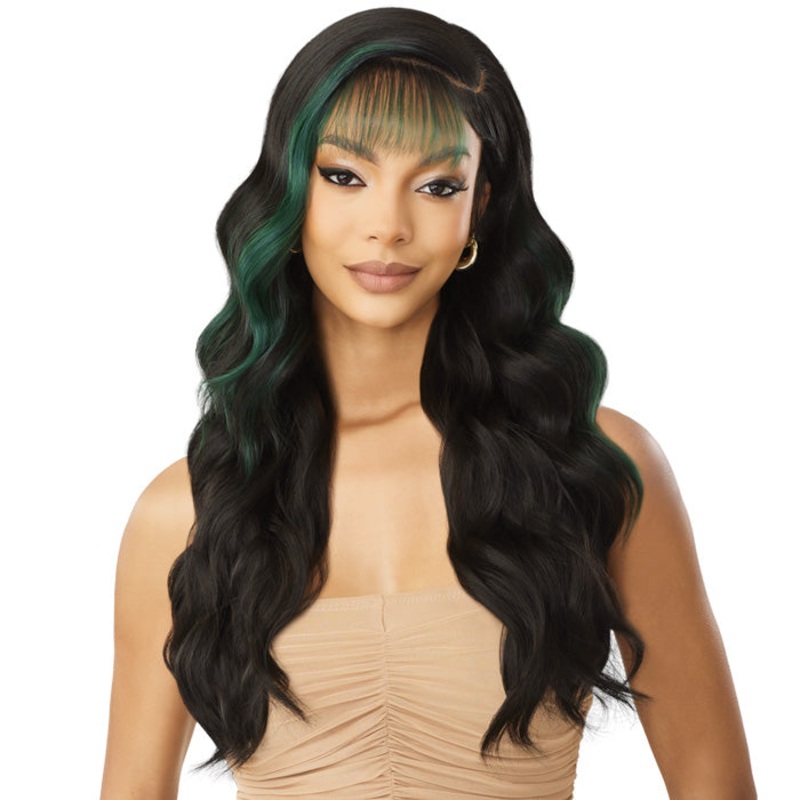 Outre Sleek Lay Glueless Deep C-Part HD Lace Front Wig – NAILANI – Pre-Styled Bangs 1