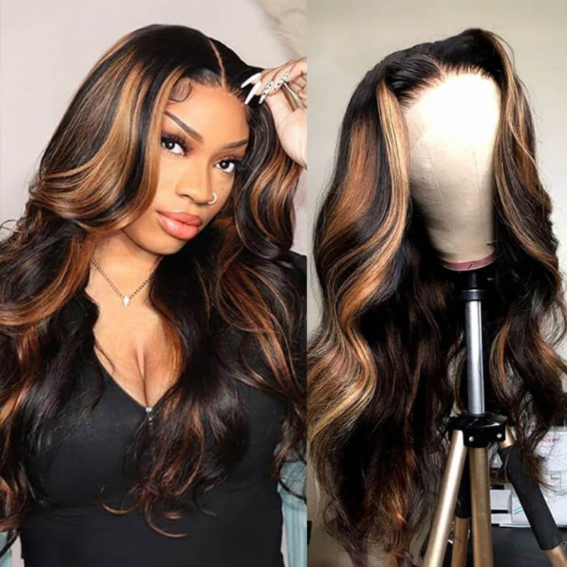 Balayage Highlight P1B/30 Body Wave 5×5 13×4 HD Undetectable Lace Front Wigs 100% Human Hair 16 5×5 Lace No