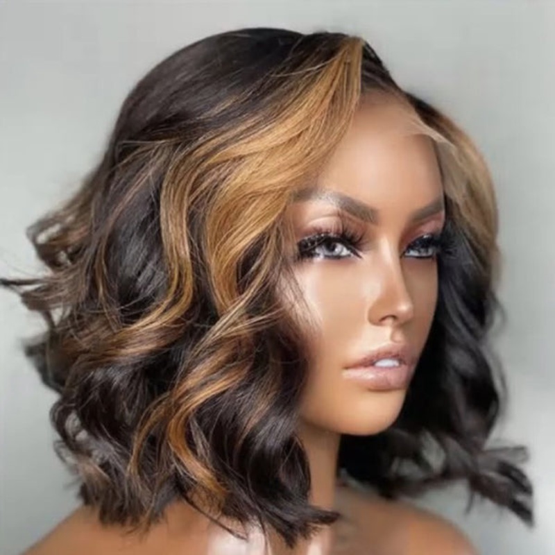 Luvme Hair Blonde Mix Loose Wave 5×5 Closure HD Lace Glueless Side Part Short Wig – US Only Breathable Cap 12 inches No