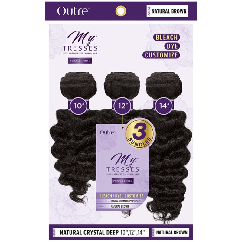 Outre MyTresses Purple Label Unprocessed Human Hair Weaves 3 Bundles – NATURAL CRYSTAL DEEP (14″/16″/18″) NBLK