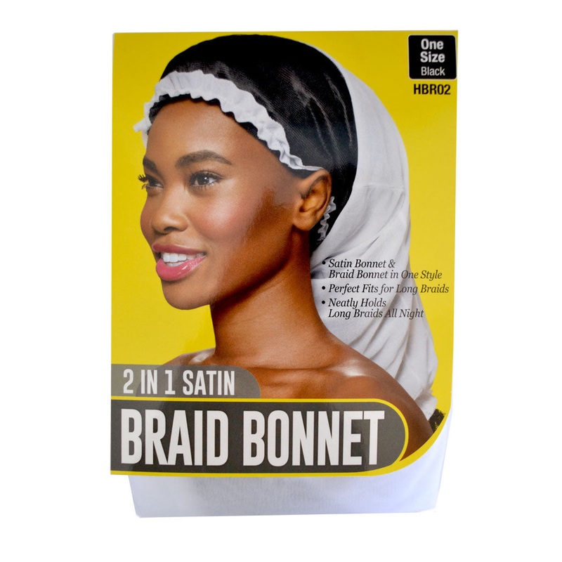 RED by Kiss 2 IN 1 SATIN BRAID BONNET (BLACK)