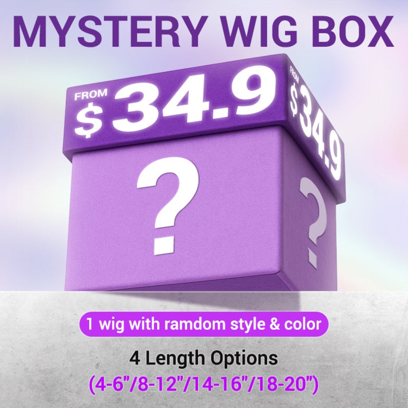 US Only 4-20 Inch Mystery Wig Box, Random Color & Texture, Human Hair Wigs 4-6