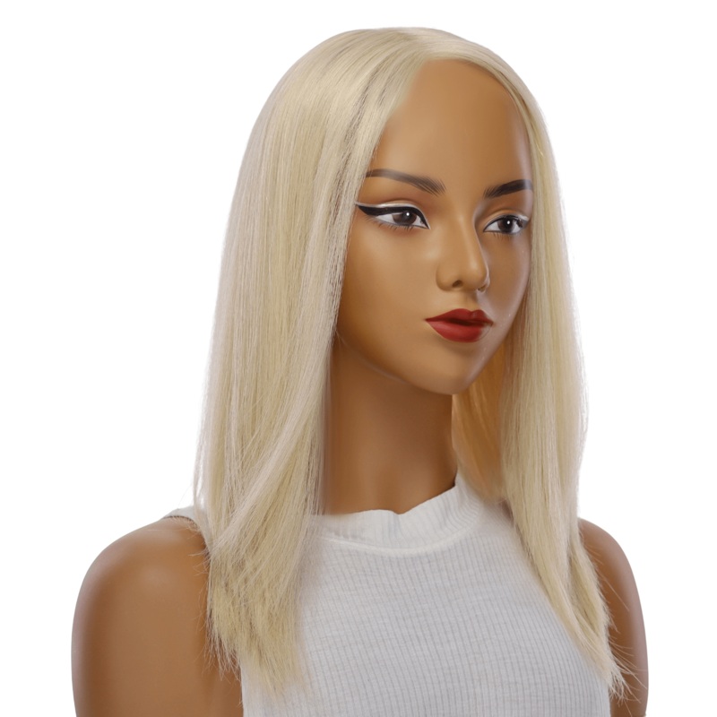 16″ Ponytail Silk Part Wig Platinum Blonde No Rooting 2.0 Zig Zag Lace Front