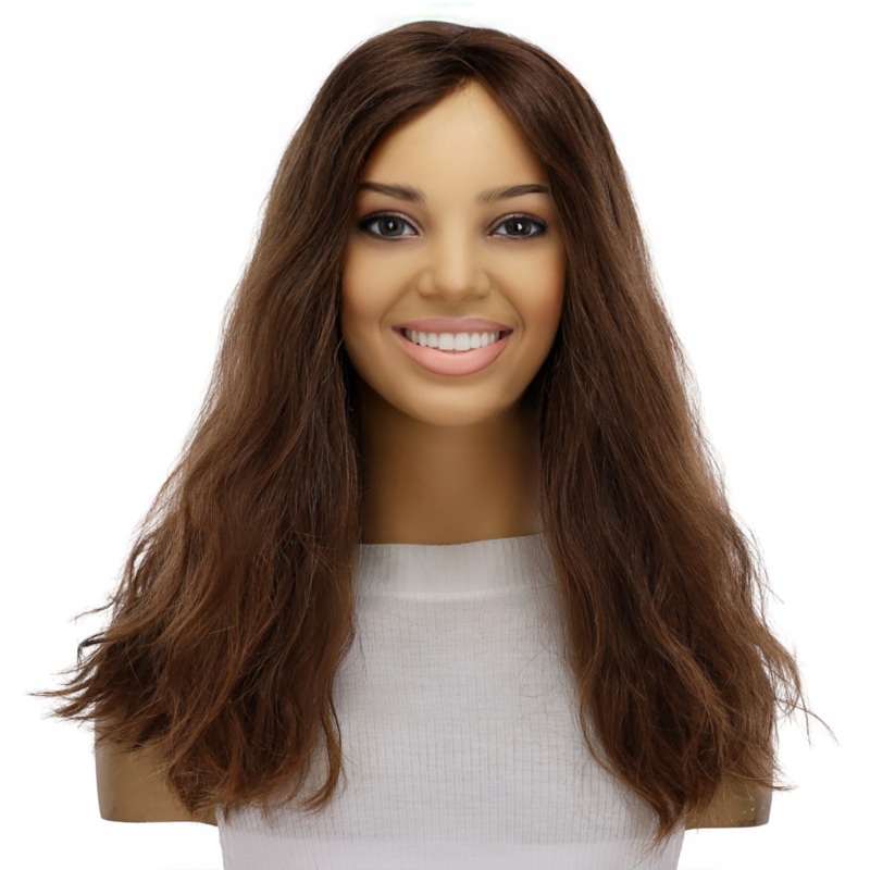 18″ Topaz Lace Top Topper #6 Neutral Medium Brown Wavy 3 x 5″