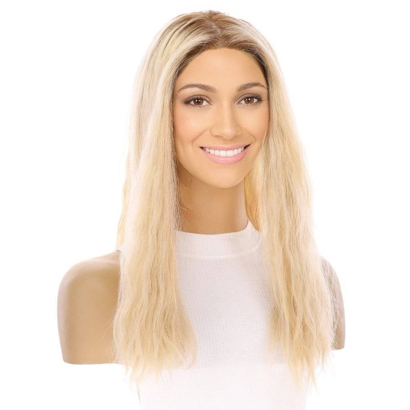 20″ Princess Silk Top Wig Beige Blonde Wavy Zig Zag Lace Front