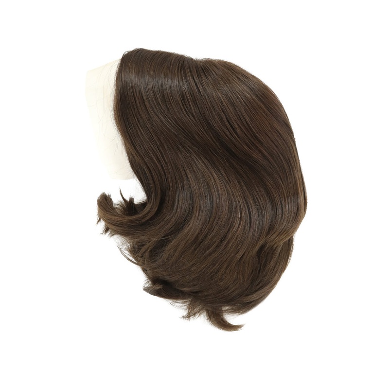 Chestnut Brown European Virgin French Lace 4×4 Jewish Silk Top Kosher Sheitel Wig 12″