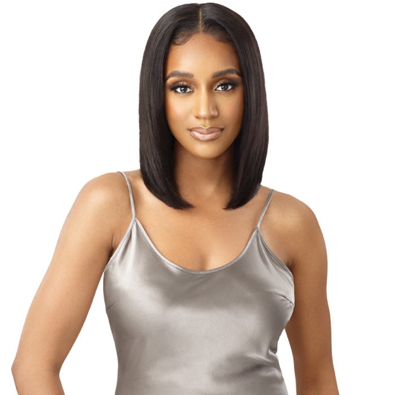 Outre My Tresses Black Label 100% Unprocessed Human Hair Glueless 13×4 HD Lace Front Wig – HH-VIRGIN STRAIGHT 14″ NA