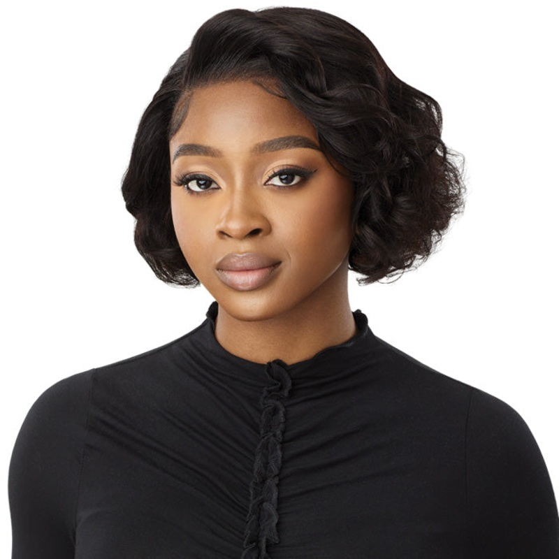 Outre My Tresses Black Label Premium 100% Unprocessed Human Hair HD 13×4 Lace Front Wig – HH-VIRGIN WAVY BOB 10″ NBRN