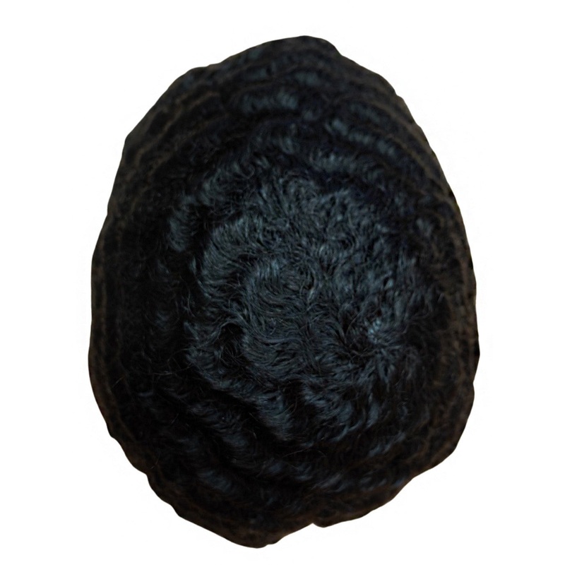 V-loop 12mm 100% Human Hair Men’s Toupee Natural Black
