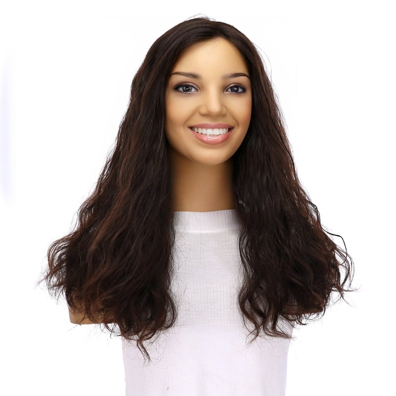 20″ Divine Luxe Lace Top Topper #2 Neutral Dark Brown Wavy Zig Zag Lace Front