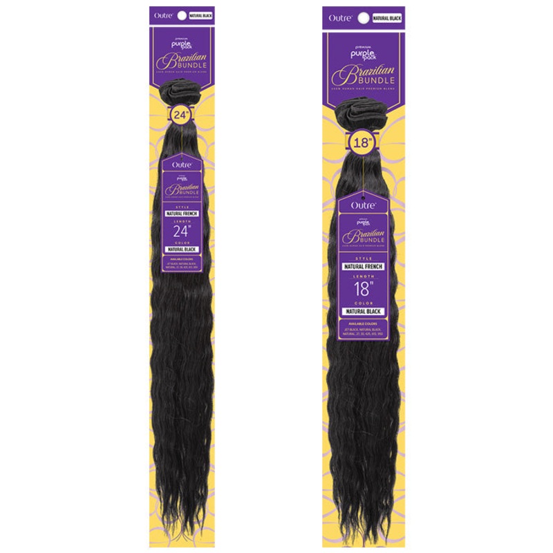 Outre Purple Pack Brazilian Bundle 100% Human Hair Blend Weave – NATURAL FRENCH 18/24 18 27