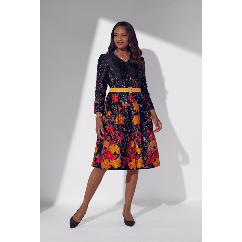 Rich in Texture Floral-Print Fit-and-Flare Dress by EY Boutique BLACK MULTI 14
