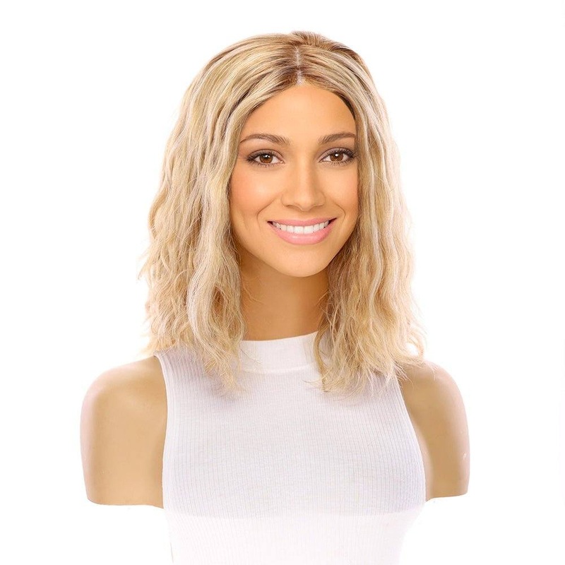 13″ Victoria Silk Top Wig Ash Blonde Wavy Zig Zag Lace Front