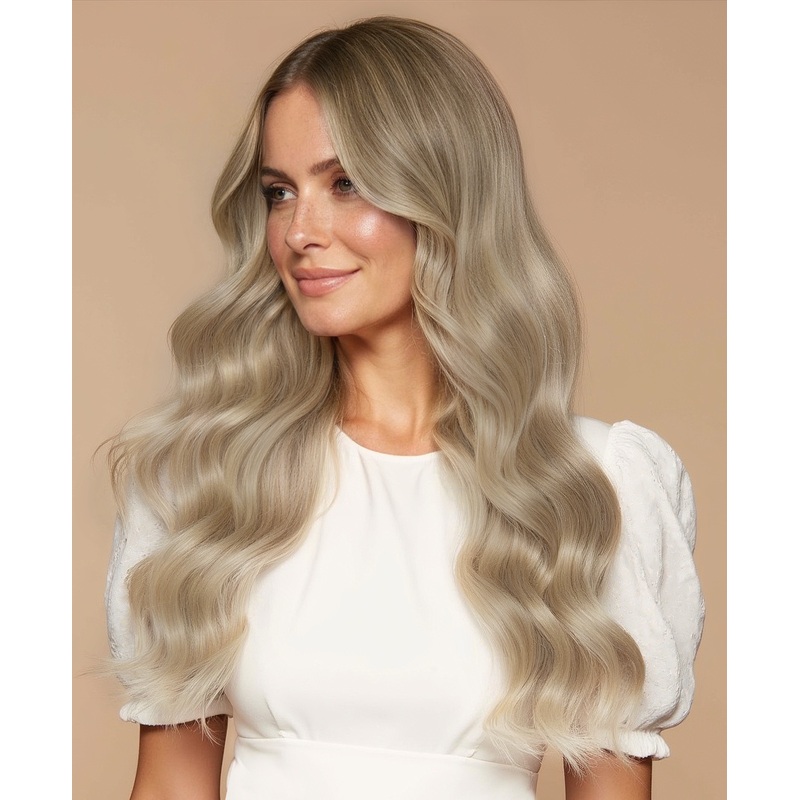 clip-in hair extensions ash blonde. 14″ Classic