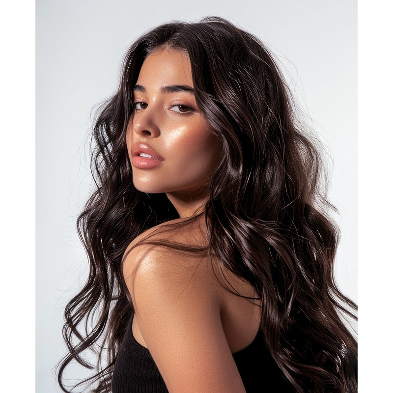 invisible clip-in hair extensions chocolate brown. 14″ Classic